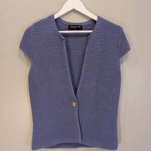 Jones New York Knit Vest Cardigan Purple Button Timeless Brunch Church - Size M